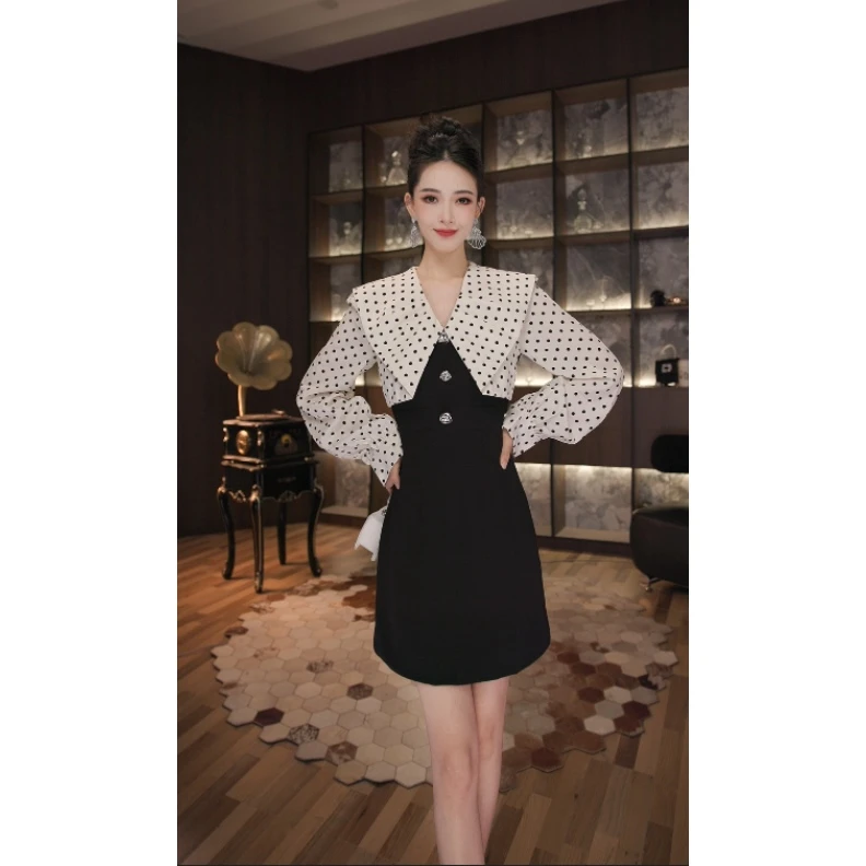 七爷定制 国内设计师品牌 时尚显瘦法式性感气质名媛连衣裙21508