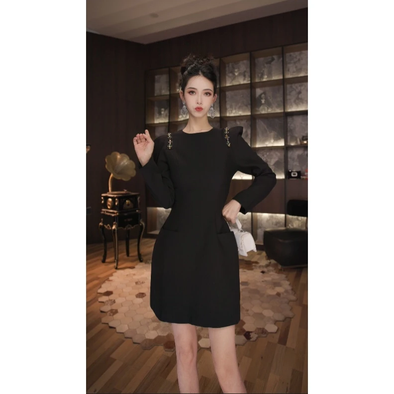 七爷定制 国内设计师品牌 时尚显瘦法式性感气质名媛连衣裙5259