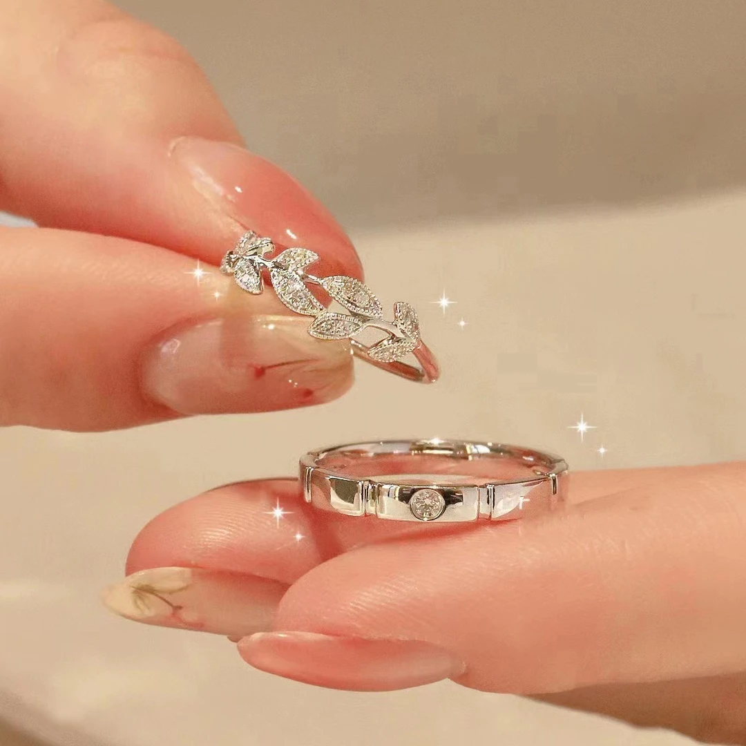 925银戒指 方糖浪漫邂逅情侣戒指纯银一对轻奢小众男女对戒婚戒