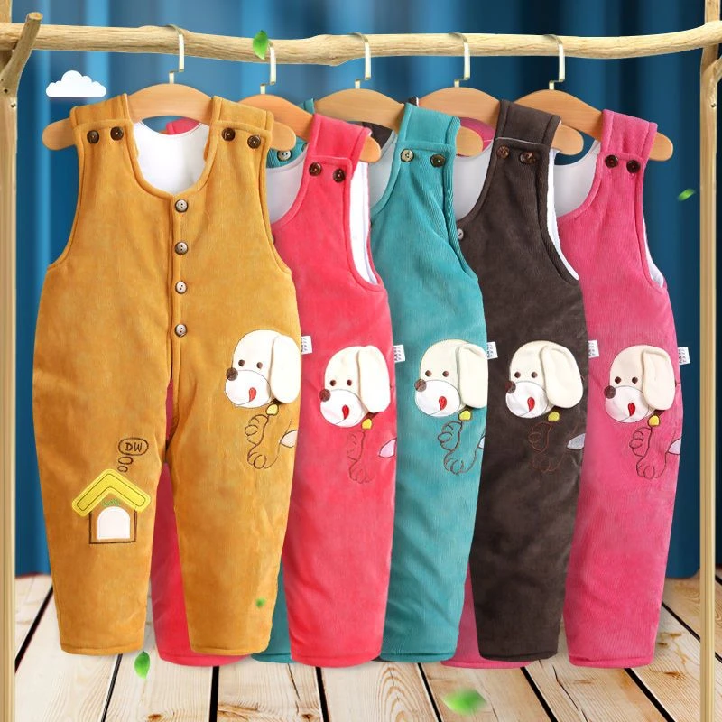 巴拉甄选婴幼儿童开档背带裤加厚男女宝宝露脚棉裤外穿保暖百搭潮