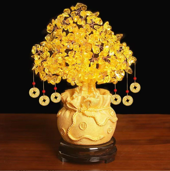 招财树袋树发财树摇树商务工艺礼品摆件家居工艺品摆件