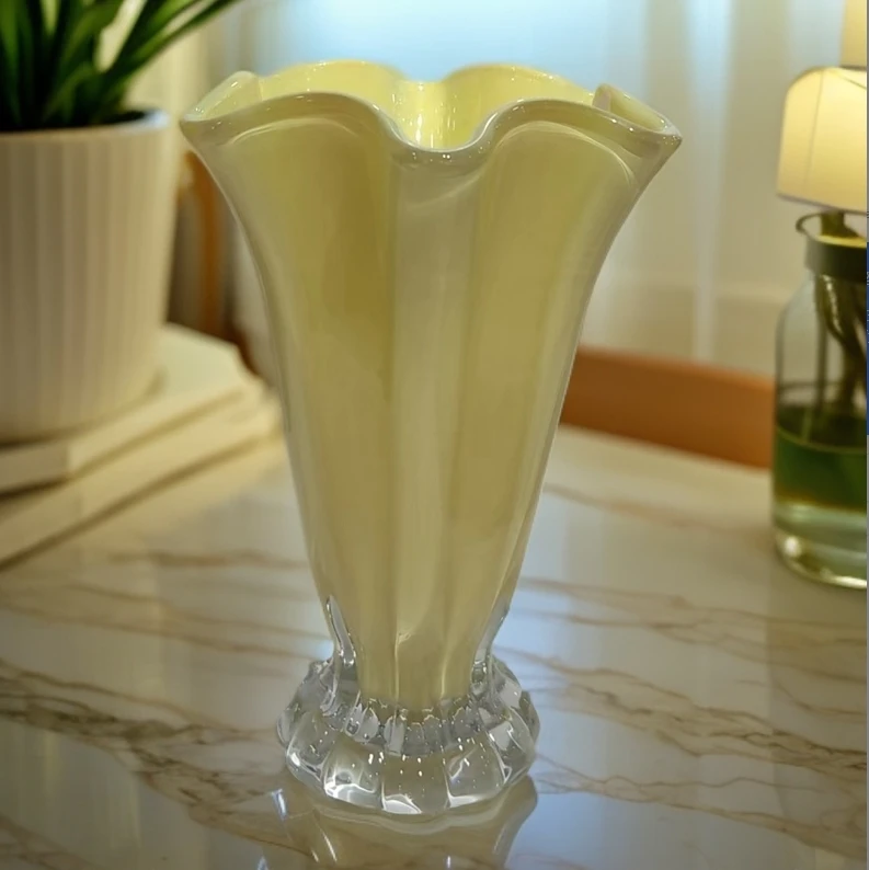 中古芬顿花瓶白菜琉璃客厅摆件高级感花器水养鲜花