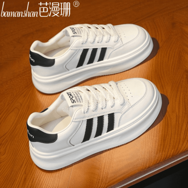芭漫珊 厚底小白鞋女2024夏季新款透气运动休闲鞋显瘦春秋百搭板鞋