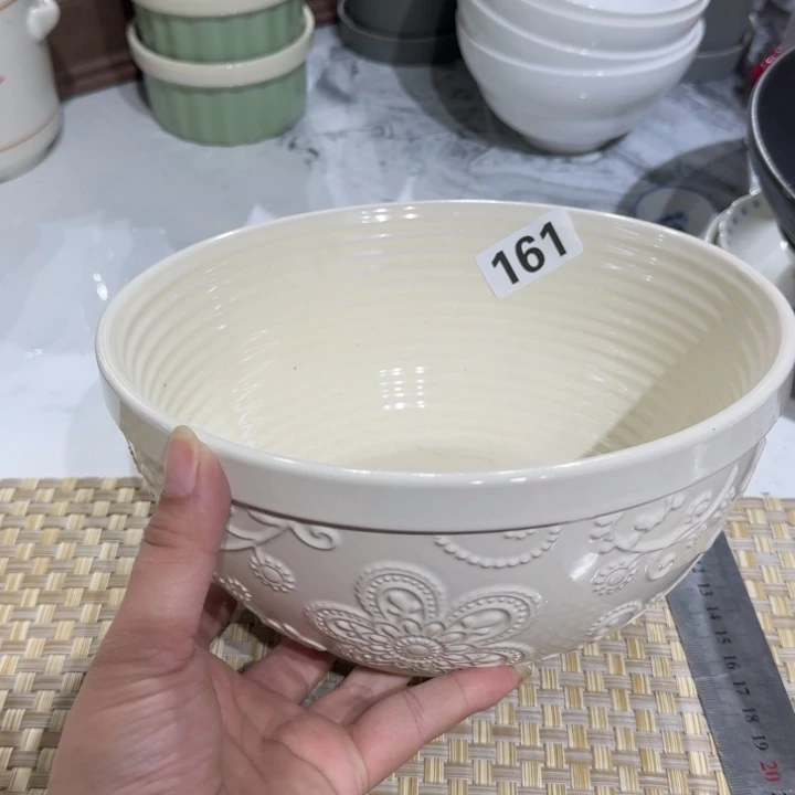 瓷片浮雕大汤盆微瑕161