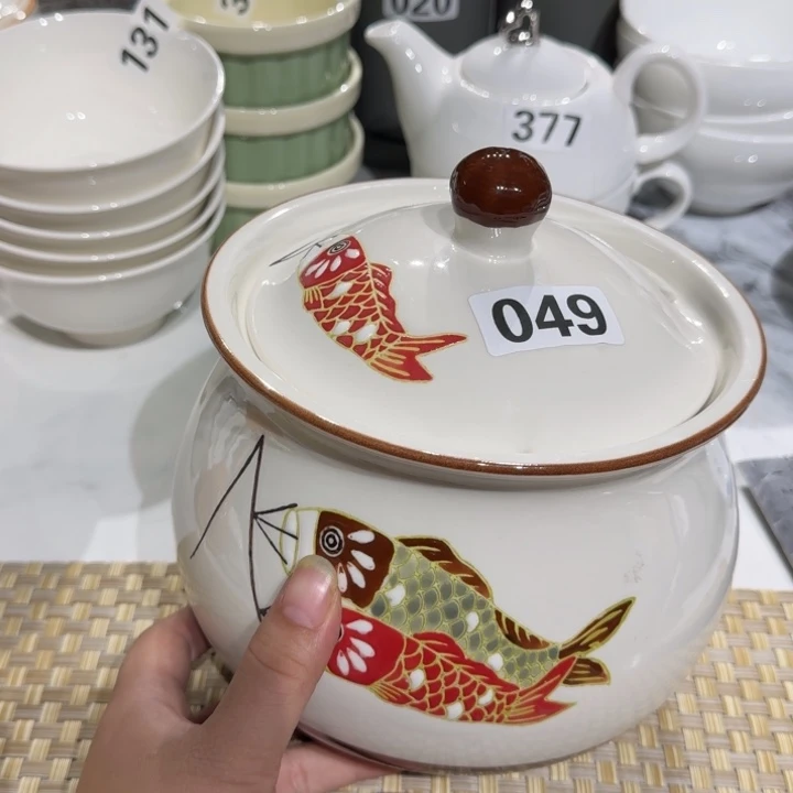 瓷片1.9升容量猪油罐瑕疵049