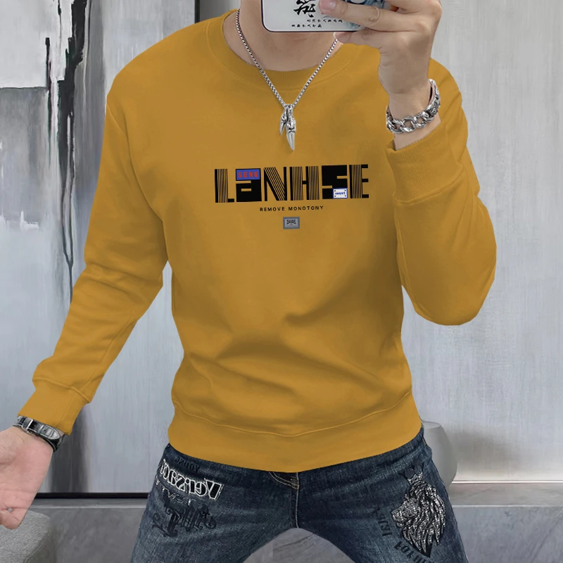 春秋卫衣男款时尚潮流印花长袖男外套潮牌男装秋季圆领打底衫内搭