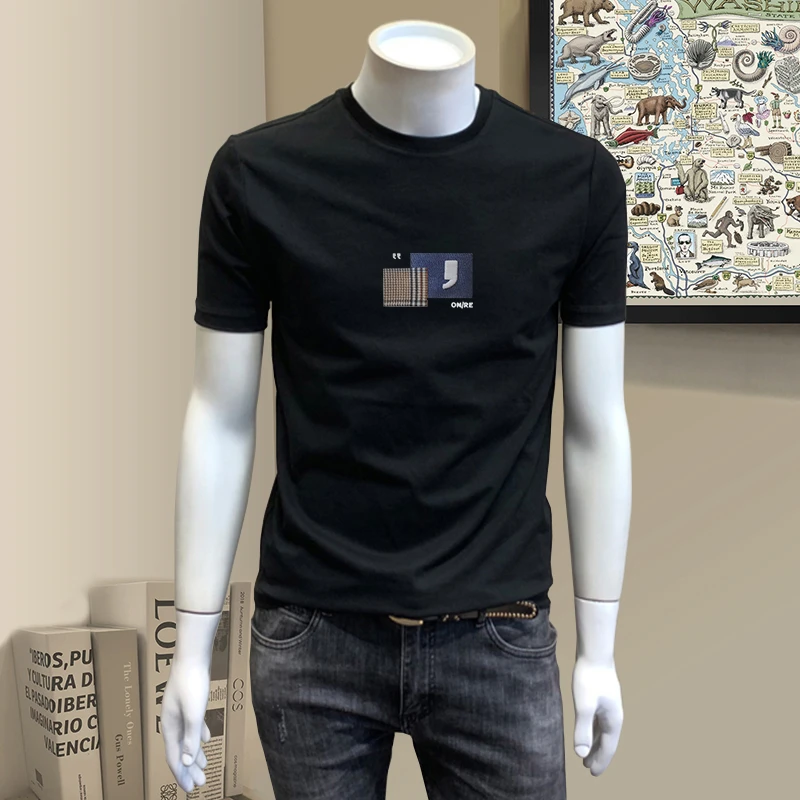 男士短袖t恤2025新款夏季潮流印花半袖上衣简约帅气休闲百搭衣服T