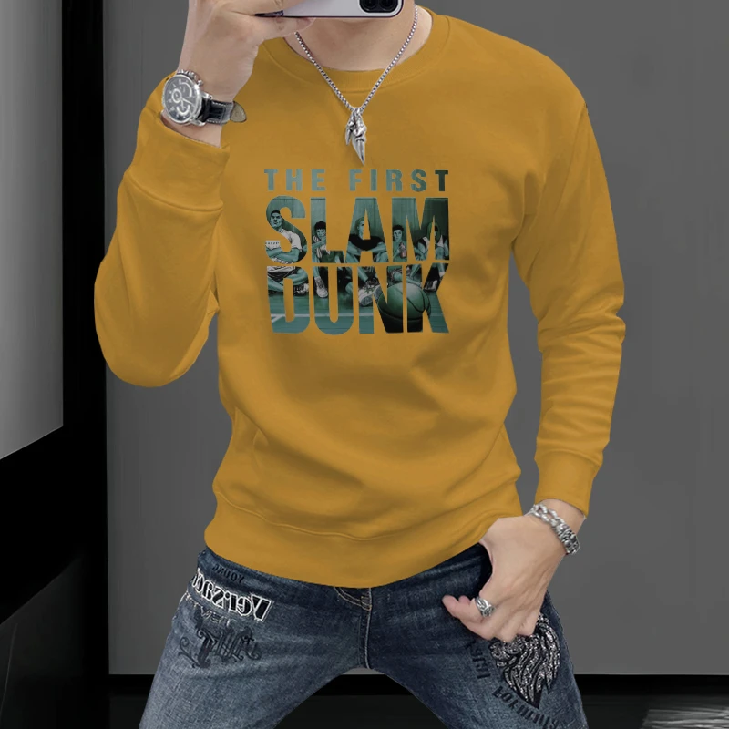 秋季男装卫衣圆领2025新款潮流时尚字母印花百搭长袖内搭休闲外套