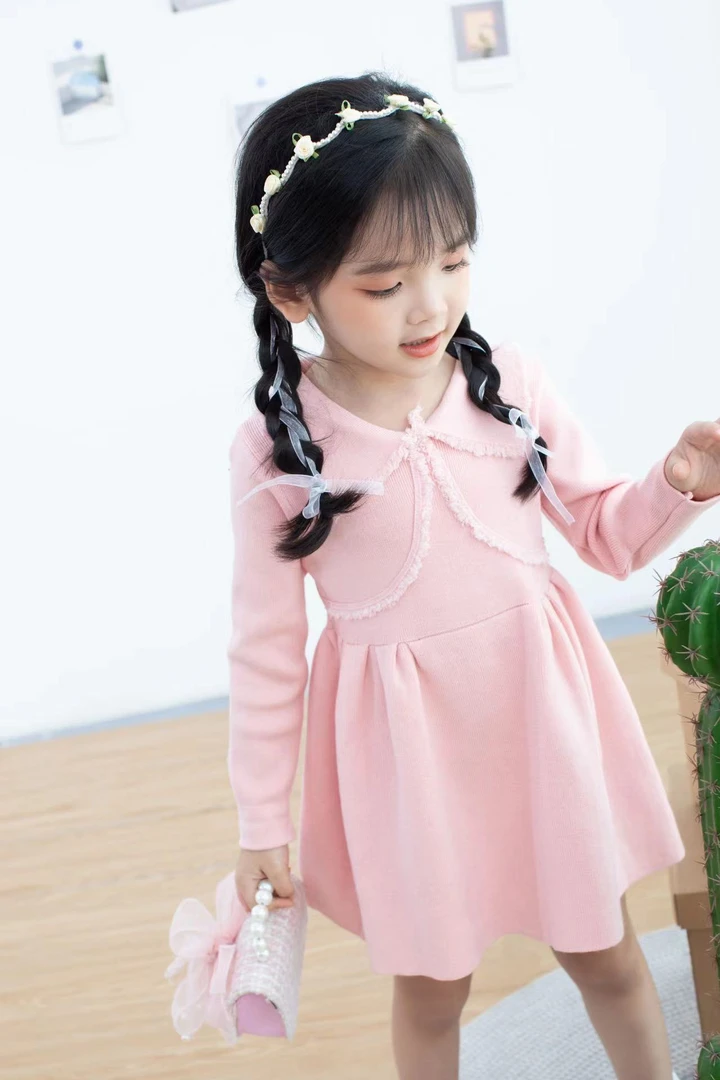 【6601】女童秋连衣裙2023针织洋气毛衣裙女宝宝公主裙儿童装裙子