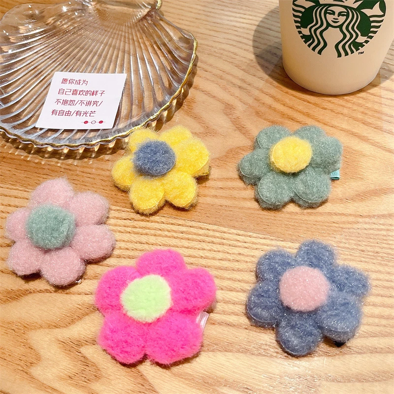 儿童花朵发夹后脑勺发夹发饰儿童发饰边夹侧边夹毛绒发夹女童发夹