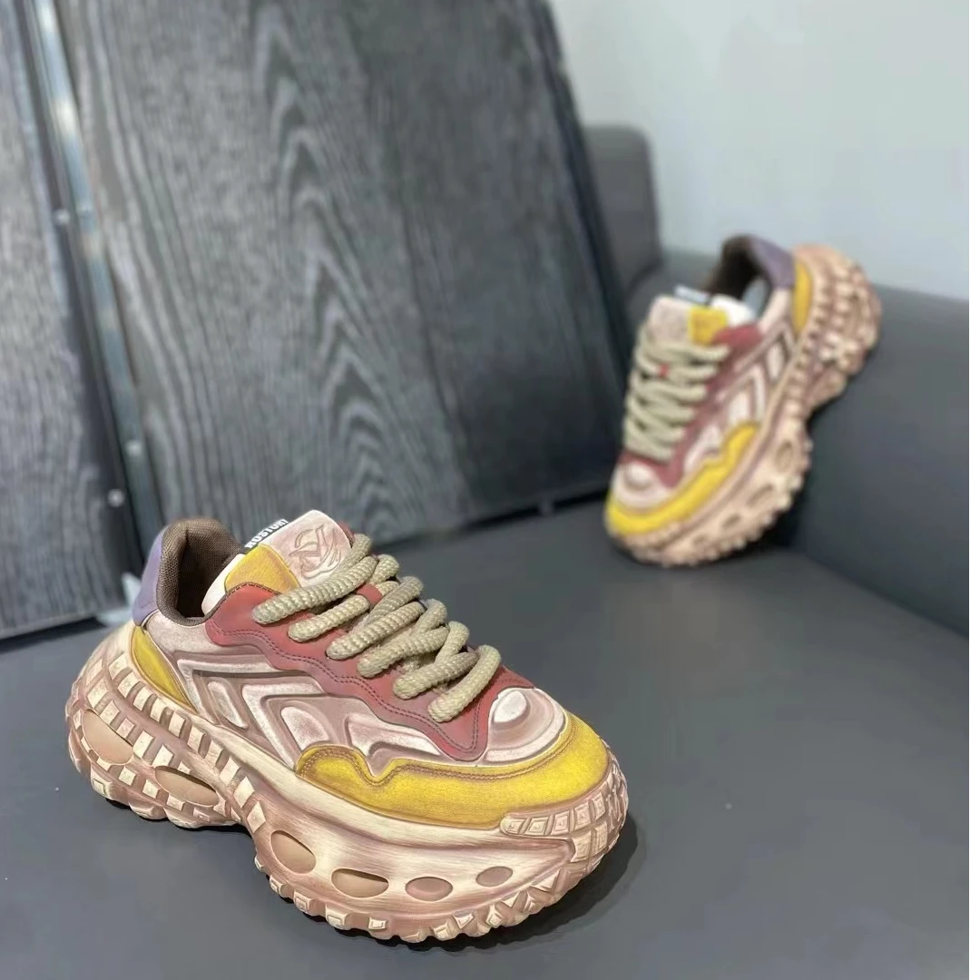 爆款推荐】555-28春季新品男士厚底舒适增高休闲透气老爹鞋