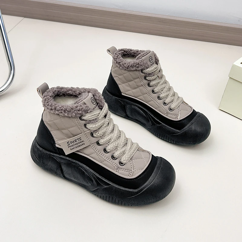 高帮棉鞋女2023秋冬季加绒新款百搭学生韩版保暖时尚休闲运动鞋女