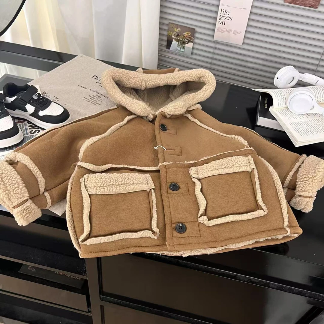 2024冬季新款儿童151外套韩版宽松时尚休闲小众加绒加厚外套