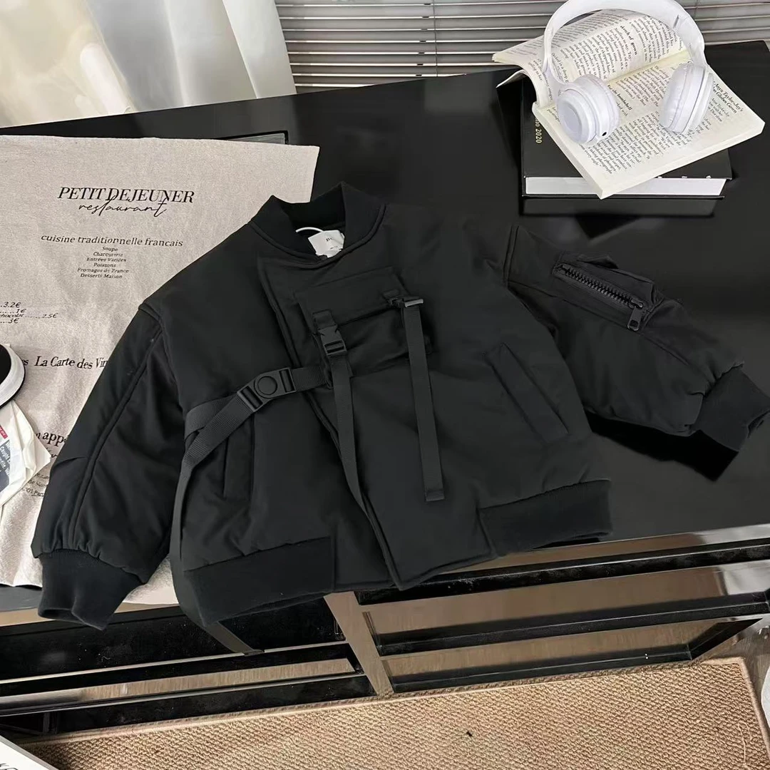 2024冬季新款儿童潮酷165工装外套韩版时尚百搭冬季新款棉服加厚