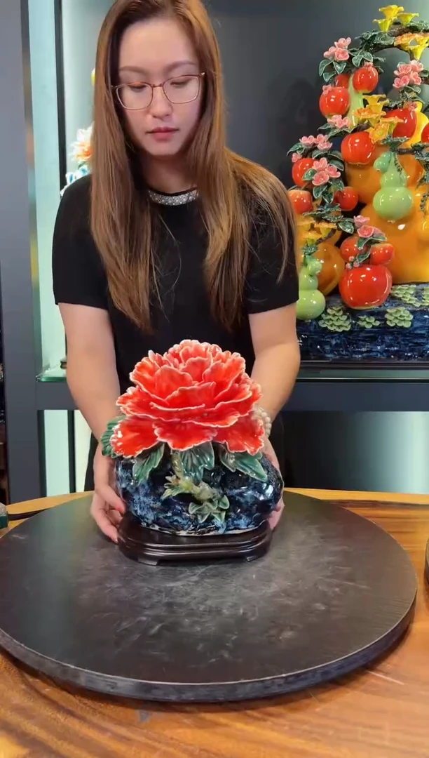 【闪购商品】泥塑牡丹花石湾公仔