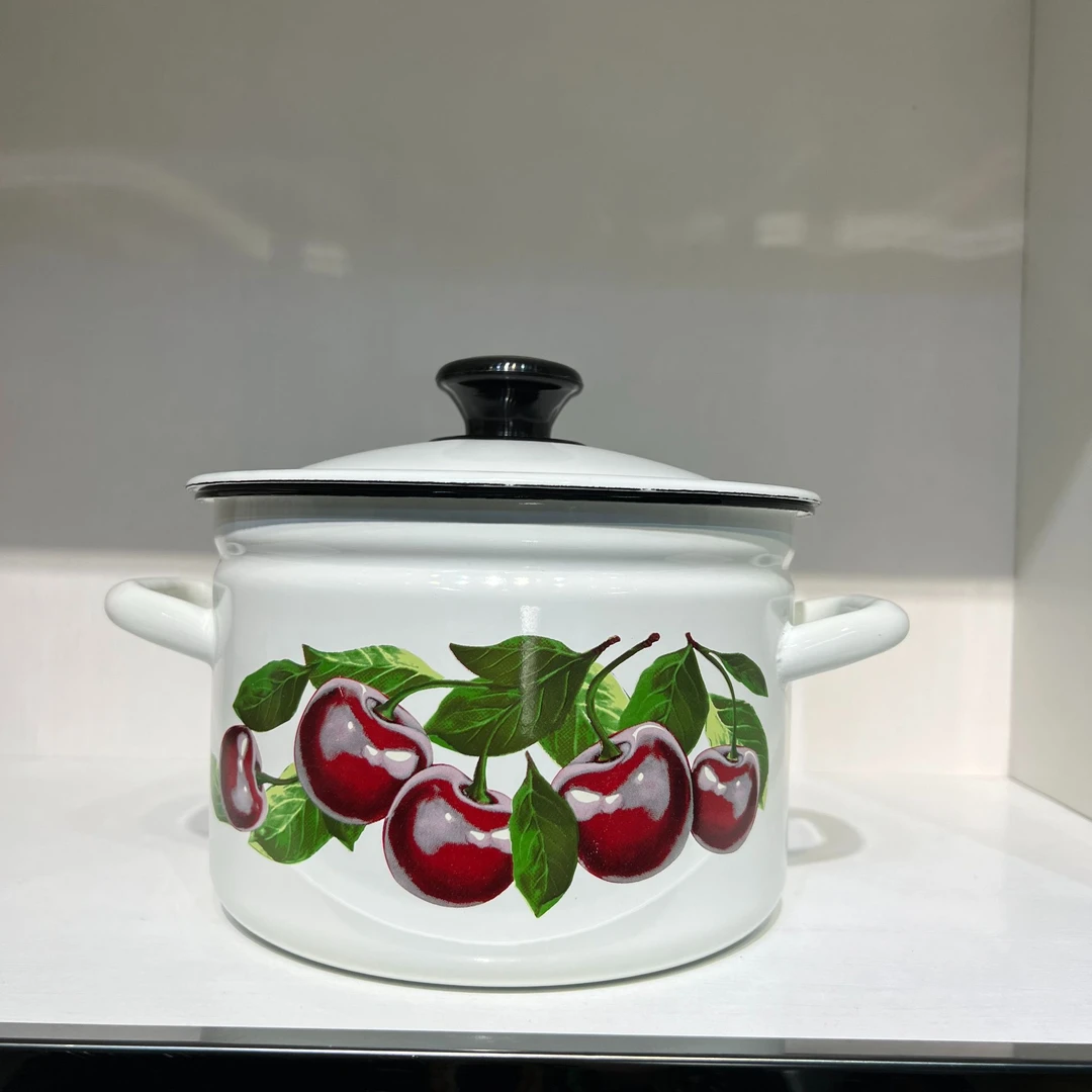 俄罗斯进口复古搪瓷圆形锅