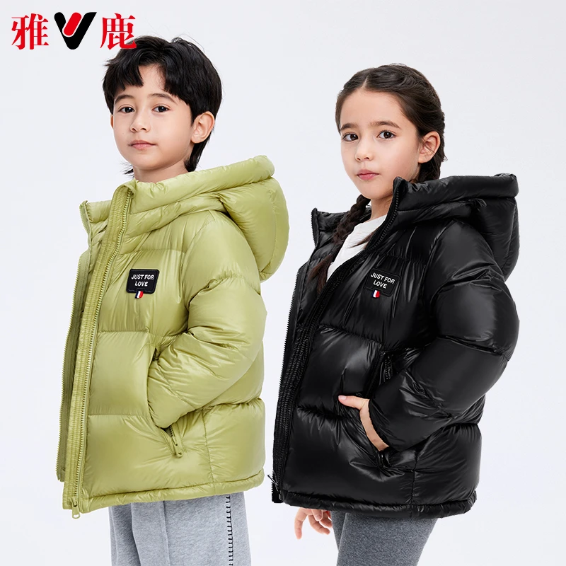 雅鹿儿童羽绒服男女童宝宝洋气短款冬季加厚外套童装亲子装