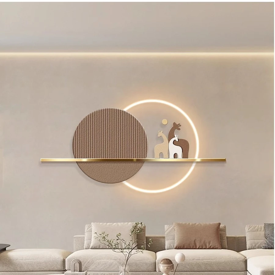 现代轻奢客厅沙发背景墙装饰画立体砂岩壁灯画高级感卧室床头挂画