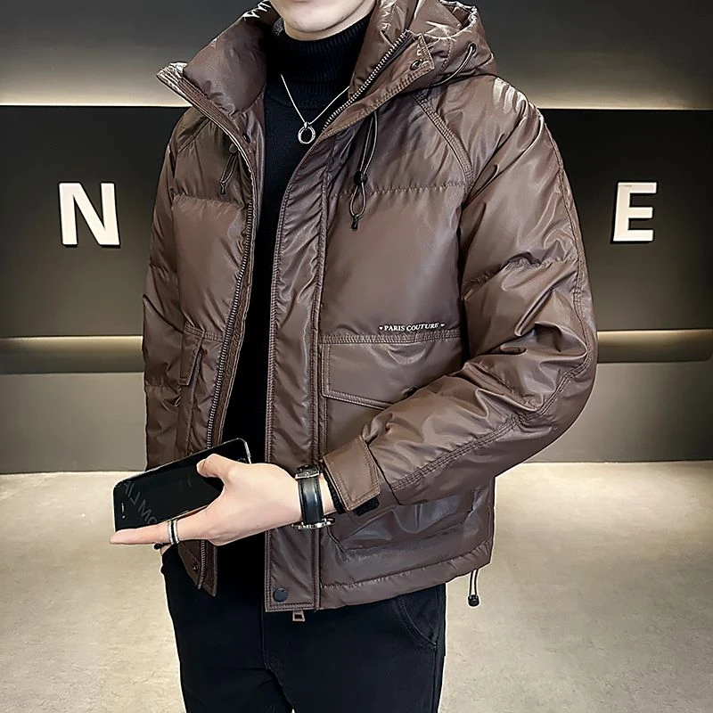 雅鹿新款白鸭绒立领轻薄羽绒服男士冬季外套短款潮牌加厚夹克百搭