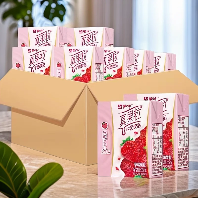 蒙牛迷你真果粒 草莓味 牛奶 饮品 早餐生牛乳儿童学生 125ml*6包