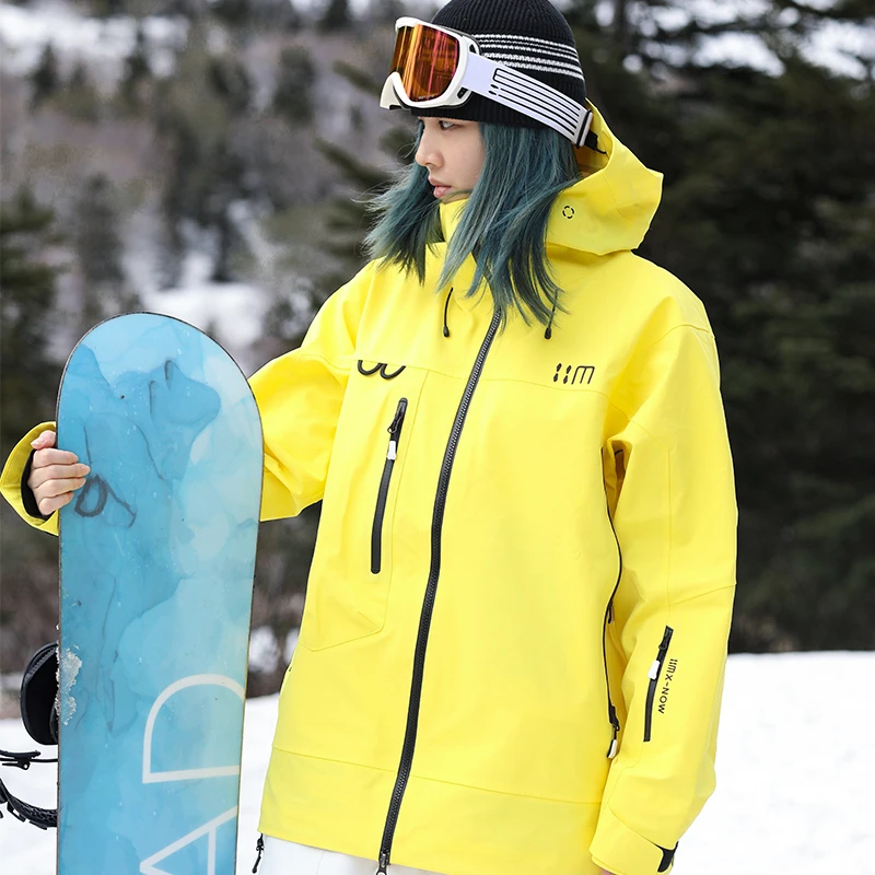 雪速 25款 明月黄 男女硬壳户外上衣全压胶滑雪外套耐磨高端