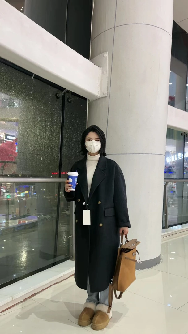 【海盐玫瑰】双面长款羊毛大衣显瘦气质宽松小个子韩版秋冬长毛大衣