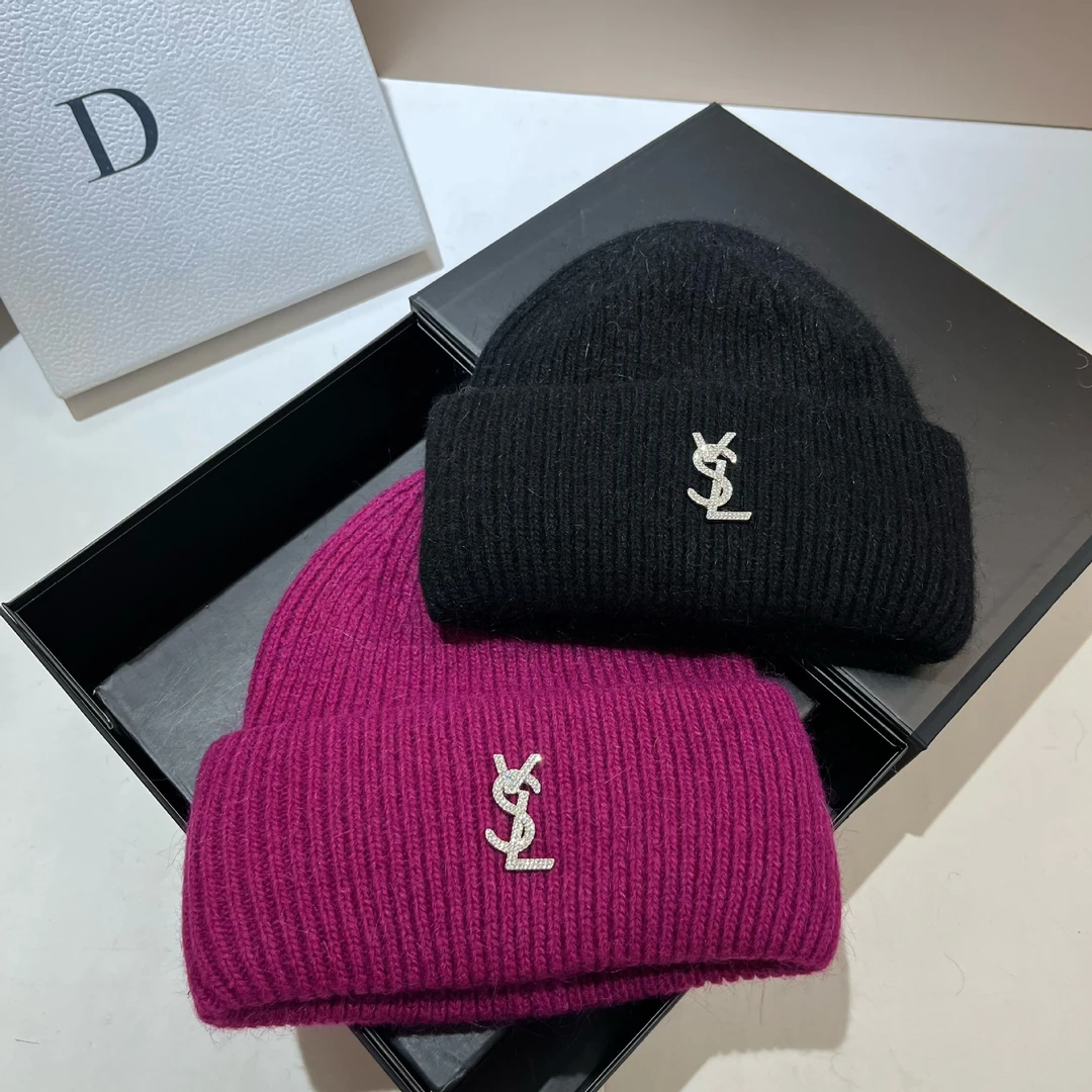 【兔毛】冬季北欧保暖长兔毛针织帽韩版时尚简易加大版双折护耳帽