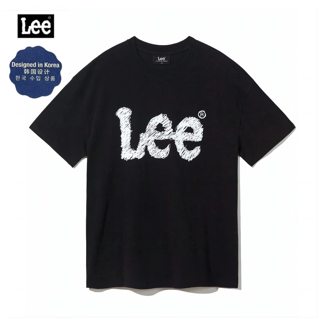 Lee【韩国设计】宽松圆领涂鸦印花短袖T恤LUT004435200170-A02786
