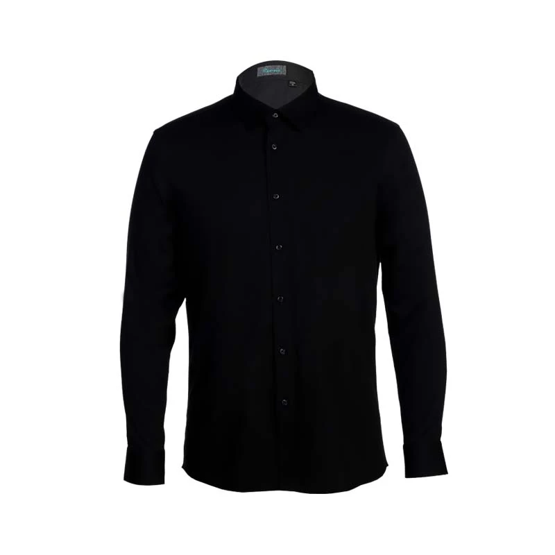 Renoir/雷诺男士长袖简约黑色商务轻奢春夏衬衫E23x602c