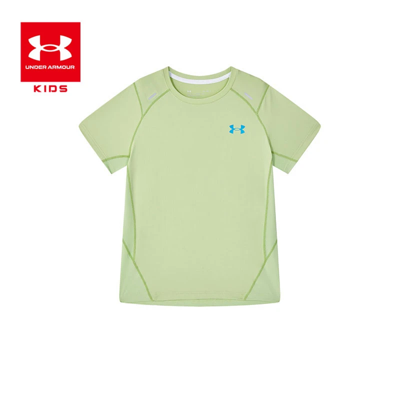 Under Armour/安德玛黑色T恤儿童运动风感波粒春夏季透气速干圆领