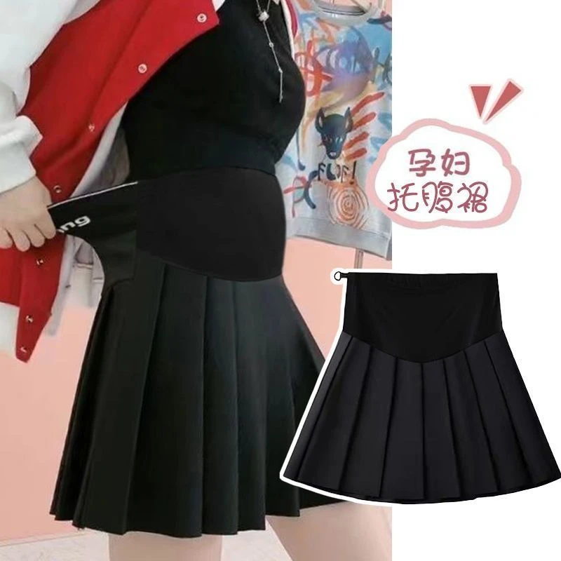 孕妇半身裙春秋新款2024托腹a字裙半身孕妇短裙百褶裙裤裙秋冬装
