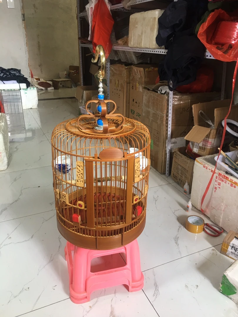 画眉笼八哥鹩哥笼泡油竹鸟笼凯里笼川笼竹制鸟笼子带青竹鸟笼手工