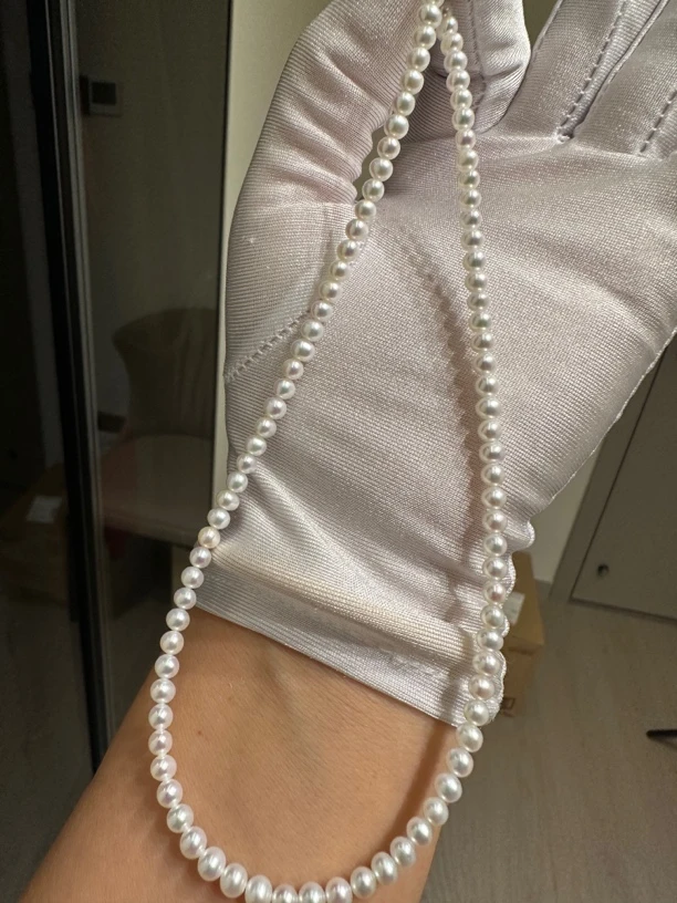 4-5近正圆淡水项链海水珠光基本无瑕