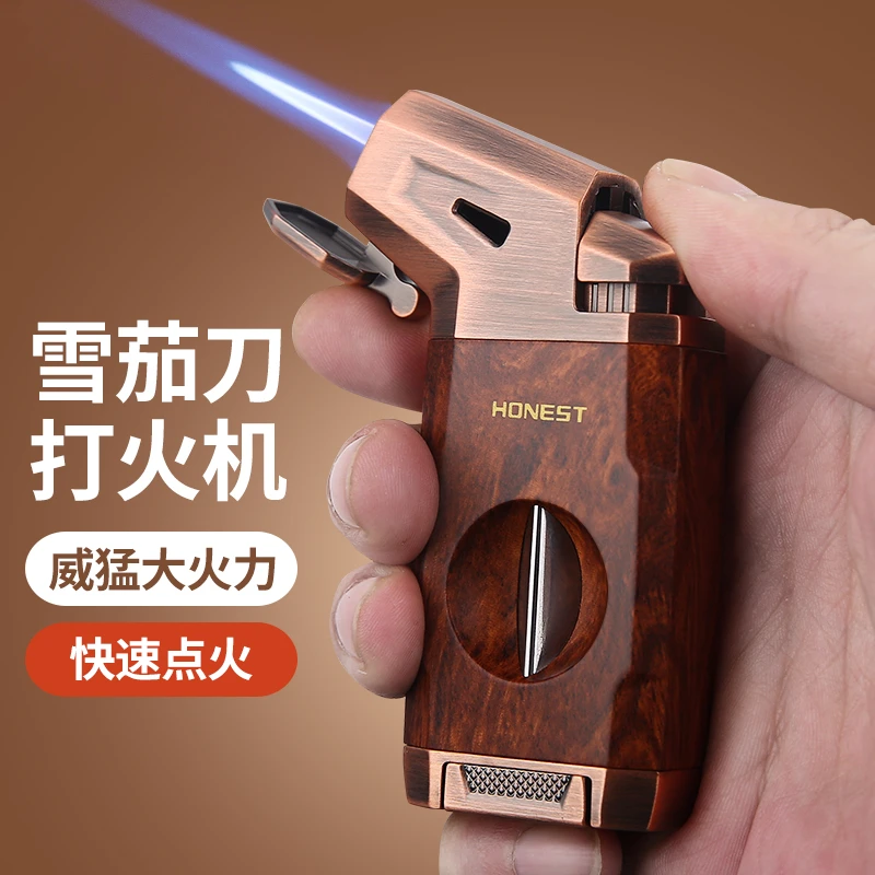 百诚复古金属防风打火机雪茄艾灸专用多功能气体打火器商务送男友