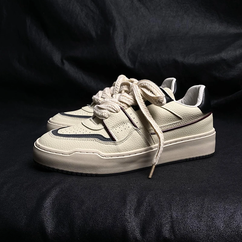 2024秋季新款休闲厚底百搭透气板鞋男学生小众港风小白鞋子男潮鞋