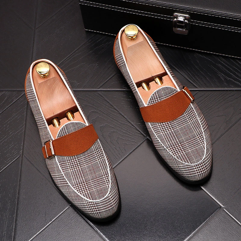 布鞋男英伦春夏新款乐福鞋内增高豆豆鞋发型师个性尖头百搭皮鞋