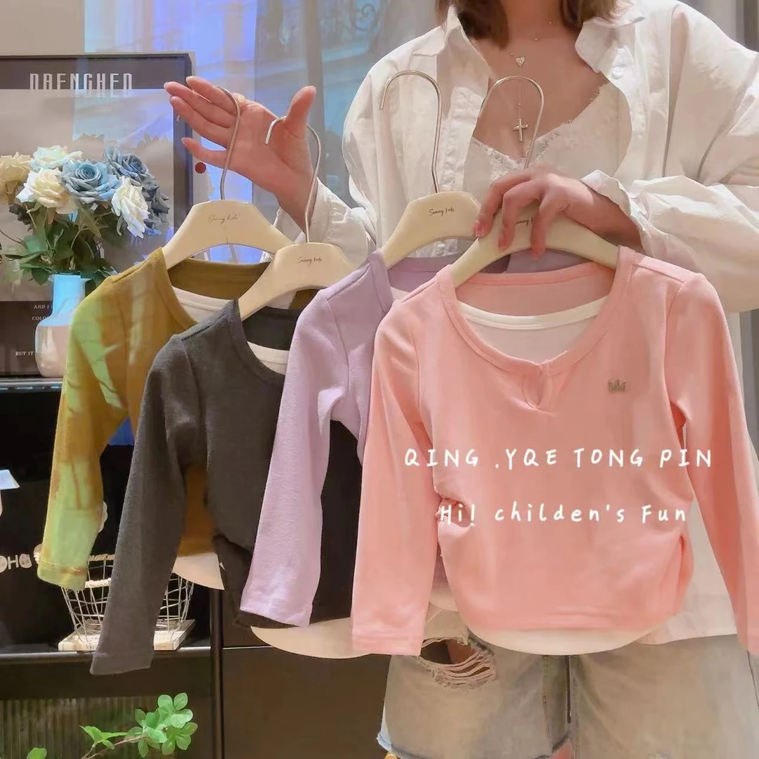 女童德绒假两件卫衣儿童秋冬季保暖衣宝宝童装长袖打底衫保暖上衣
