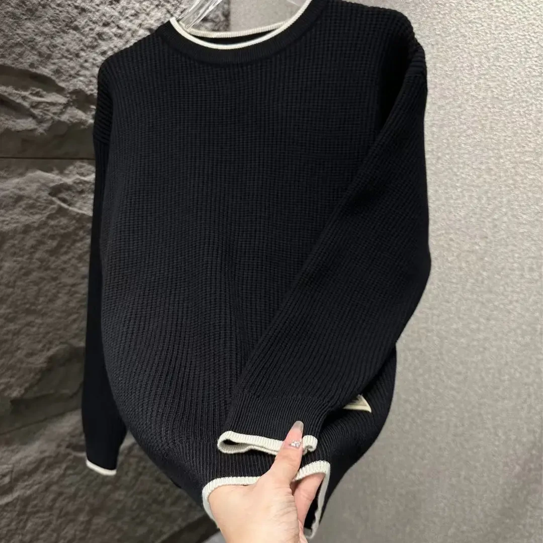 【简约气质款】新款男士时尚百搭圆领纯色长袖针织衫内搭毛衣针织