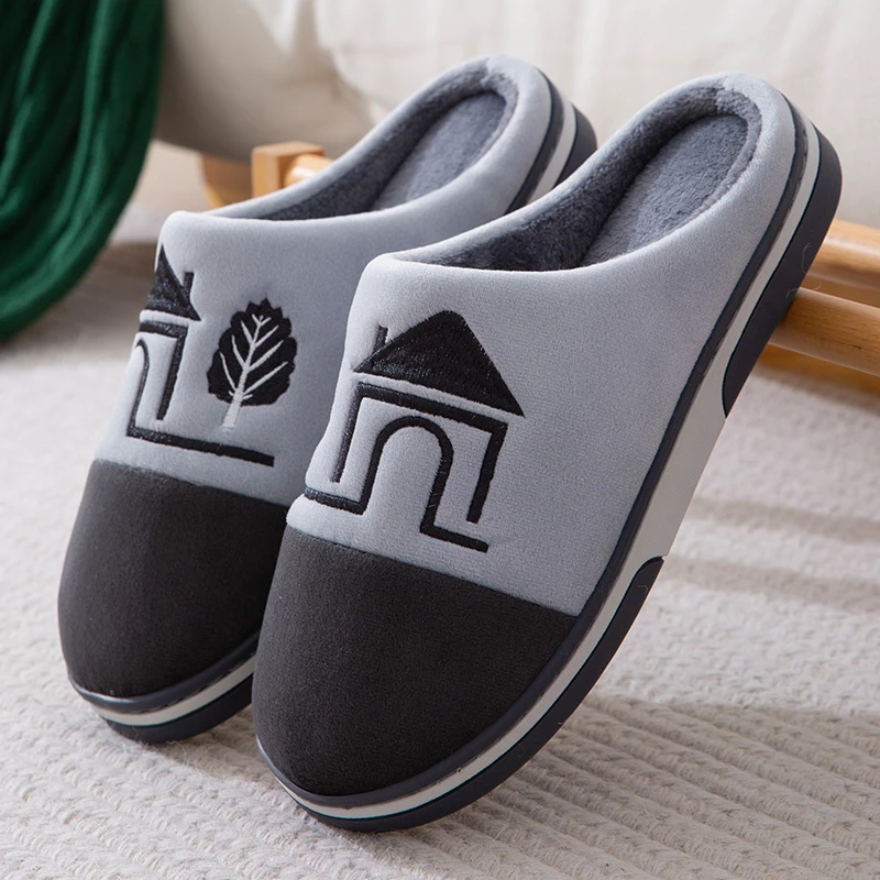 秋冬季家居棉拖鞋男士防滑保暖室内情侣毛毛拖鞋