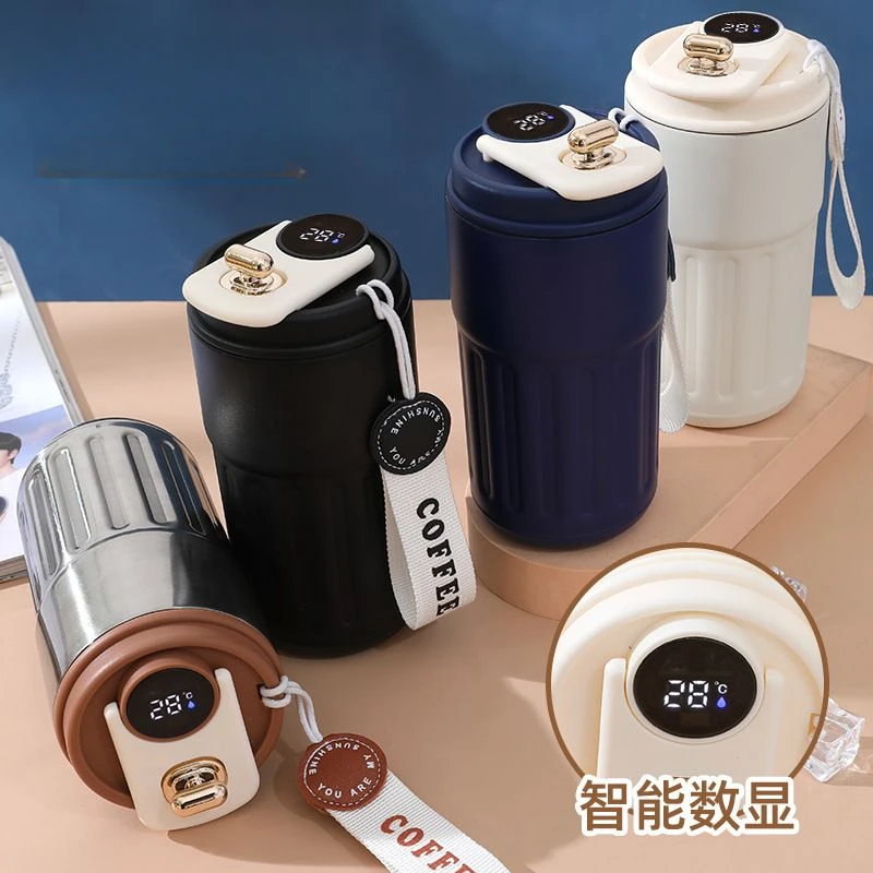 智能咖啡杯不锈钢保温杯男生女生高颜值随行杯带提绳便携车载