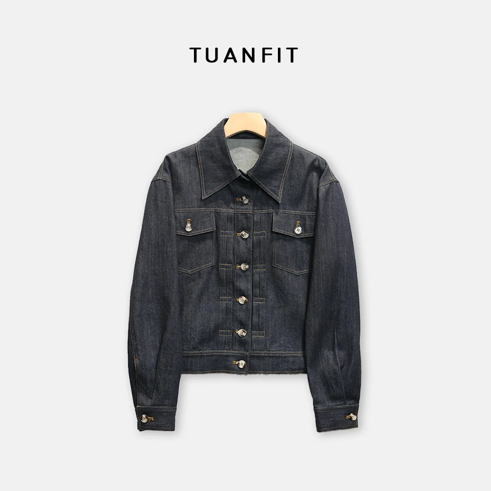 【TuanFit】时尚高级设计感短款复古牛仔外套宽松显瘦上衣24W012