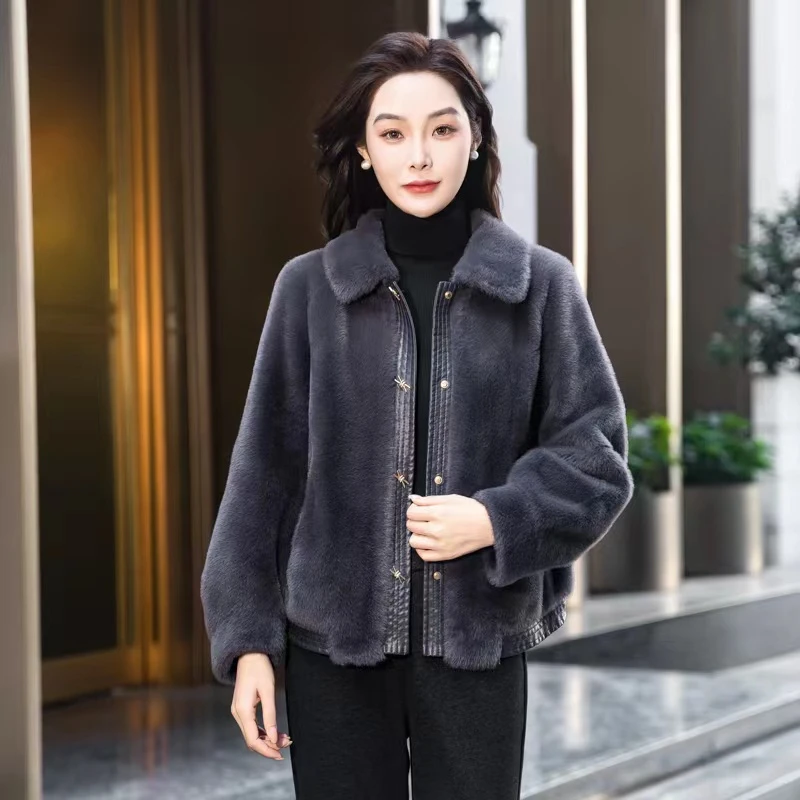简欧版型貂绒中老年妈妈装加厚外套