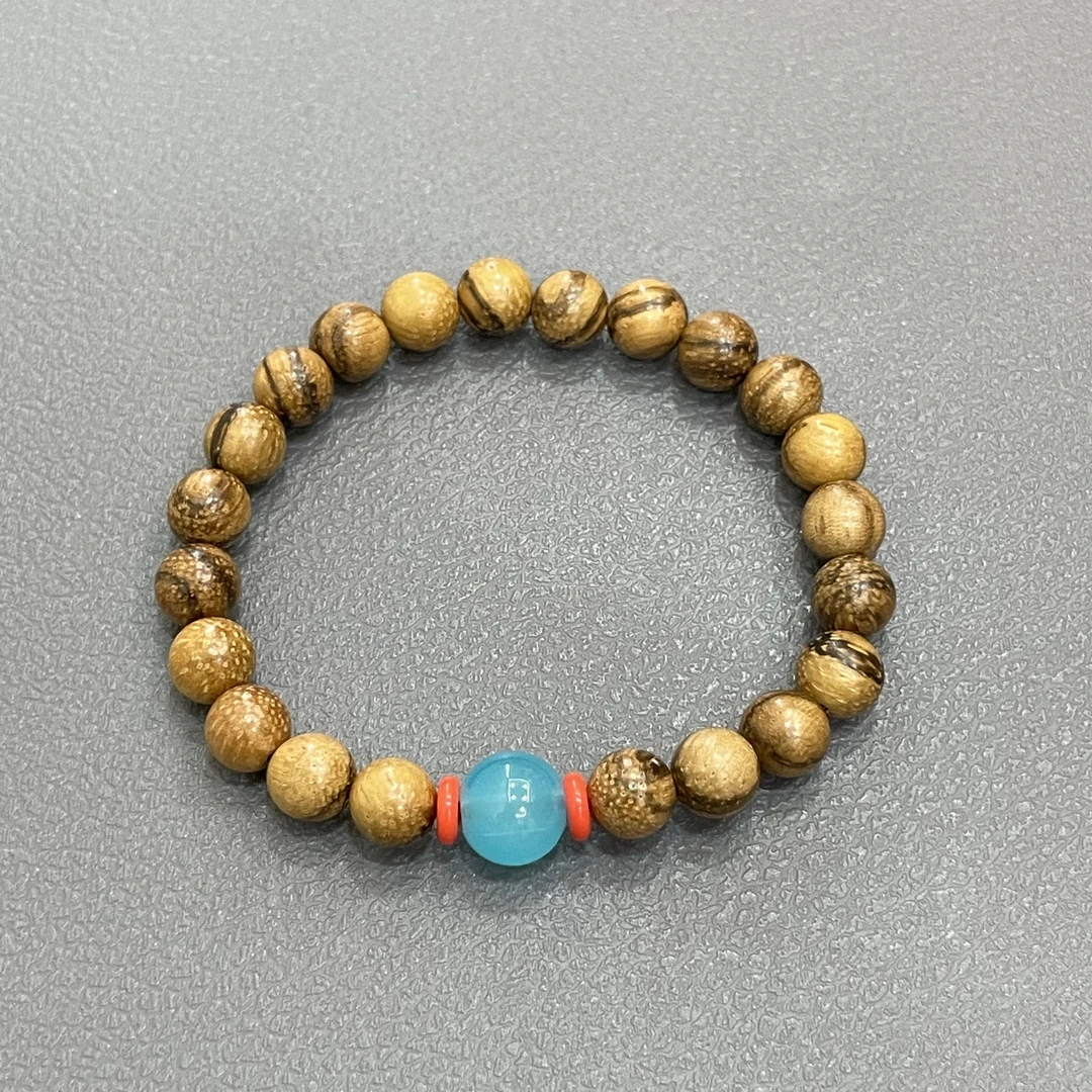 【A274】花纹檀香0.8带配珠蓝