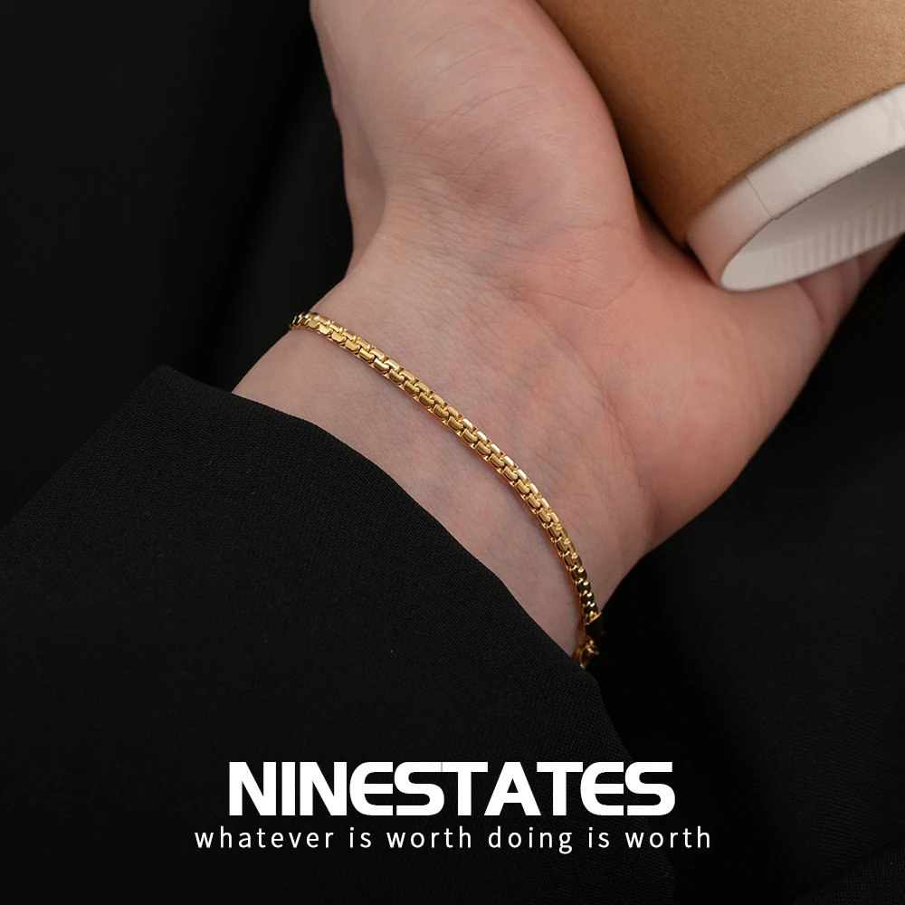 钛钢手链 X规则手链男女百搭手链轻奢手链细款手链金色ins手链