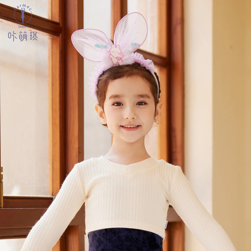 咔萌琪043儿童兔耳朵头饰发饰公主裙演出服头花女童时尚网纱发箍