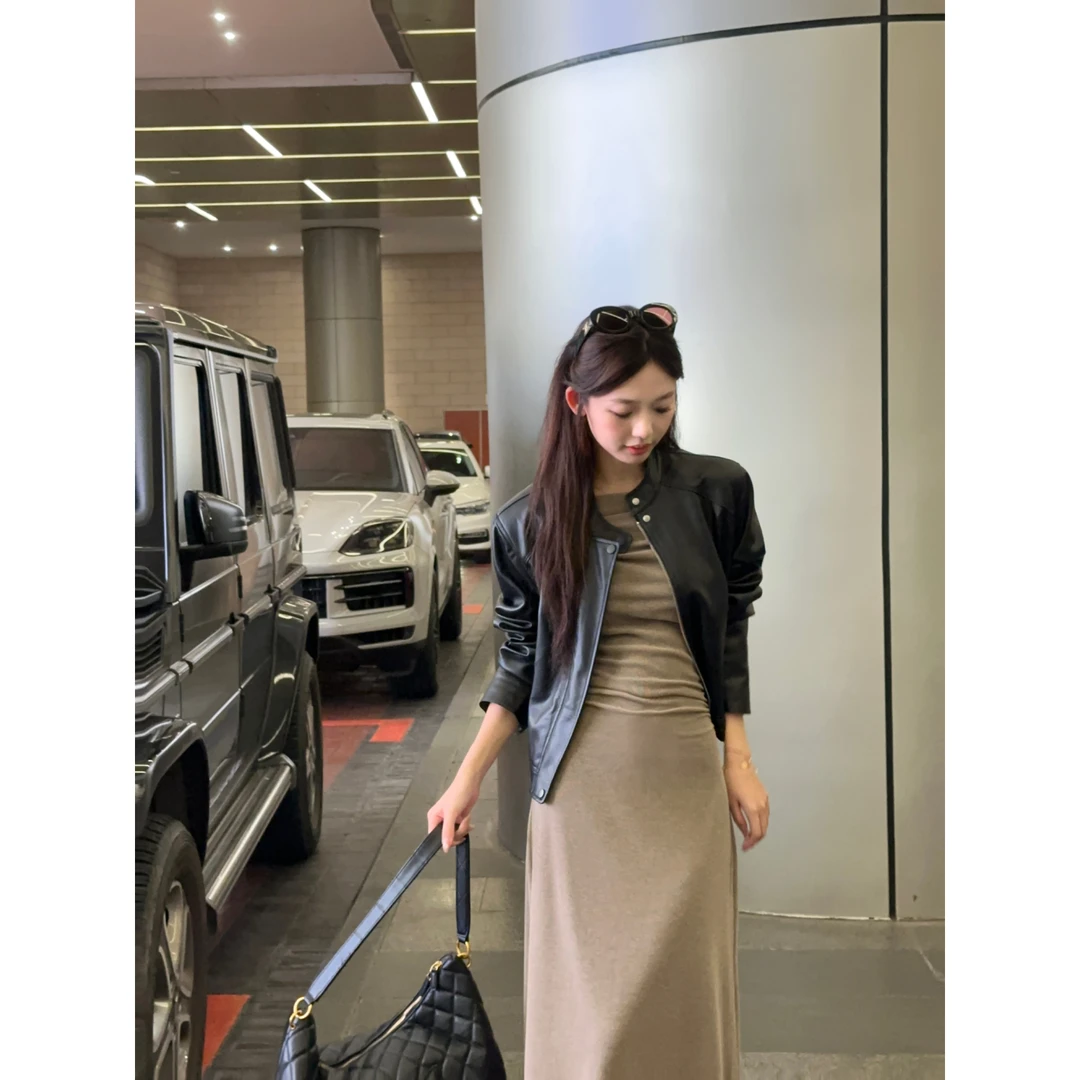 【现货】万万不熬夜【休斯顿街区】秋季夹克皮衣设计感短款外套89172