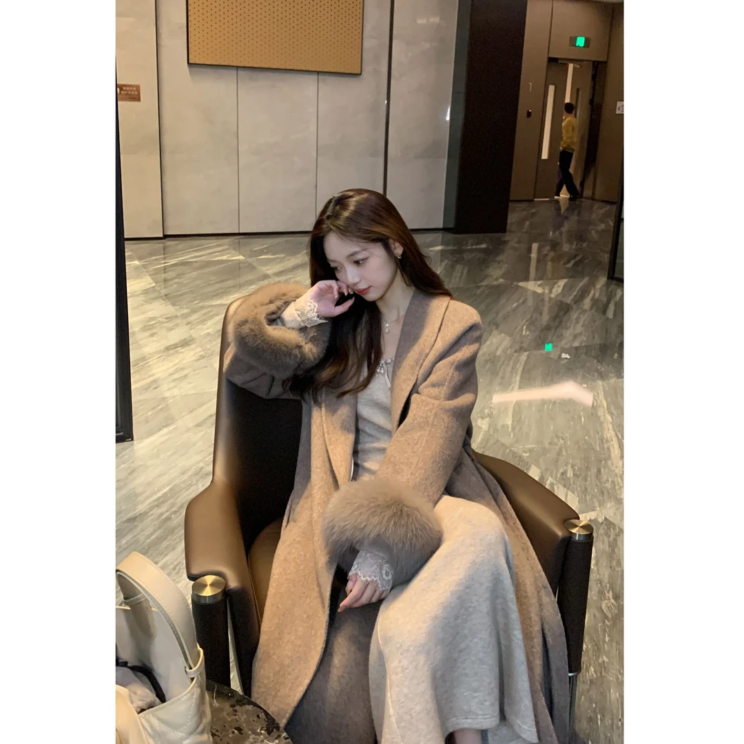 万万不熬夜【氛围秋冬感】高级感气质双面大衣中长款毛呢外套1816