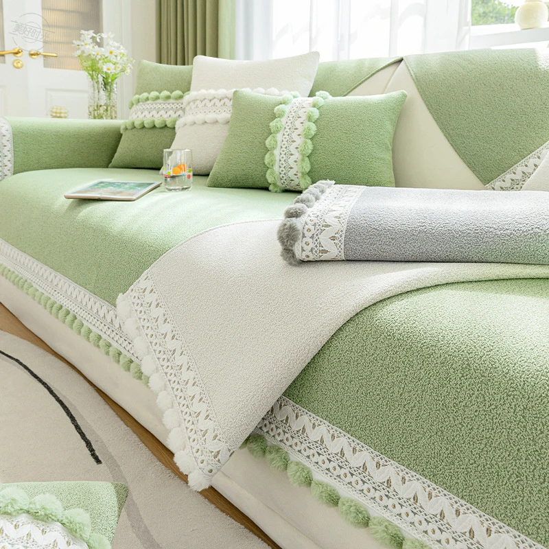 小清新雪尼尔沙发垫子2024新款四季通用坐垫毯防滑沙发套罩盖布巾