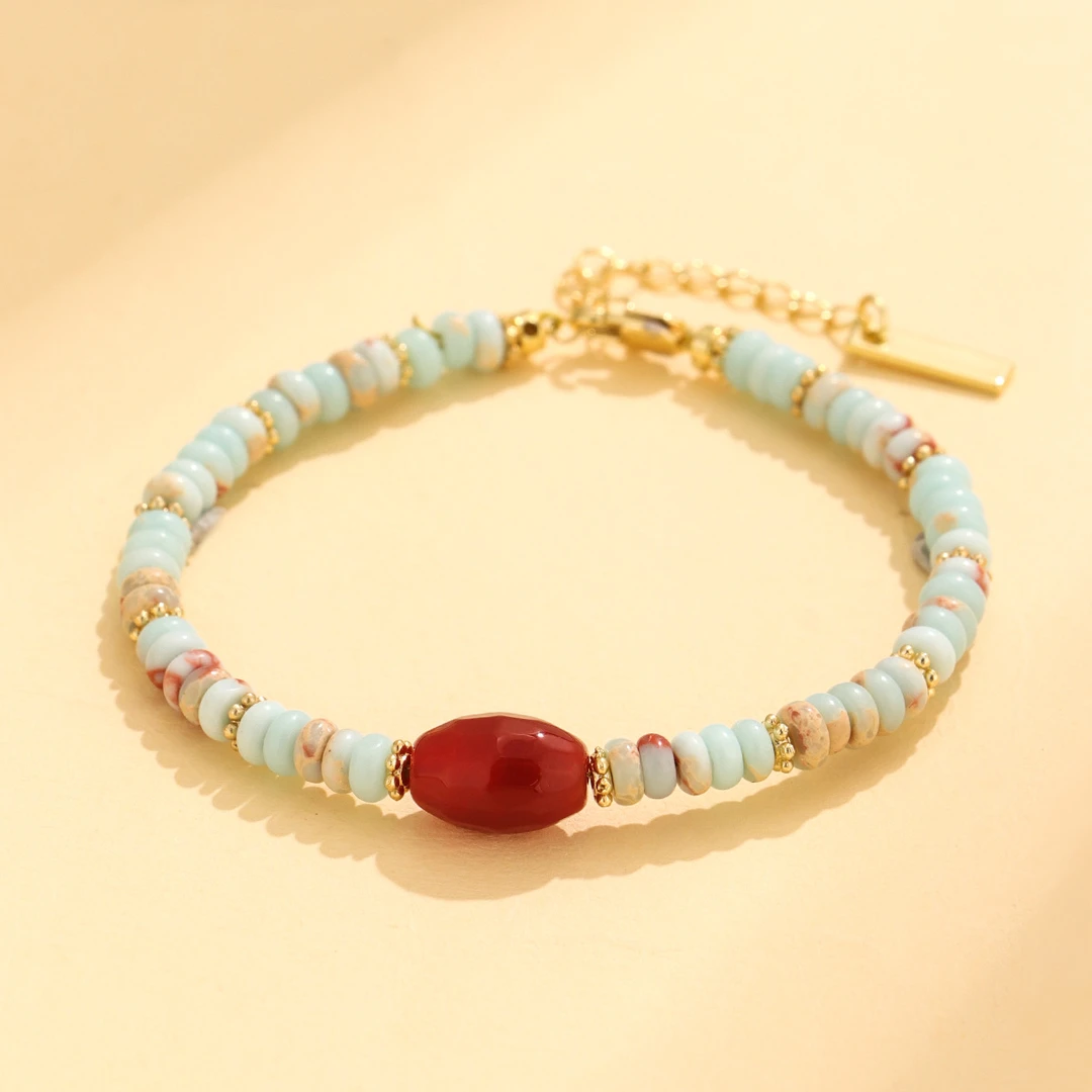 《绯》红玛瑙寿山手链DL0710-7+