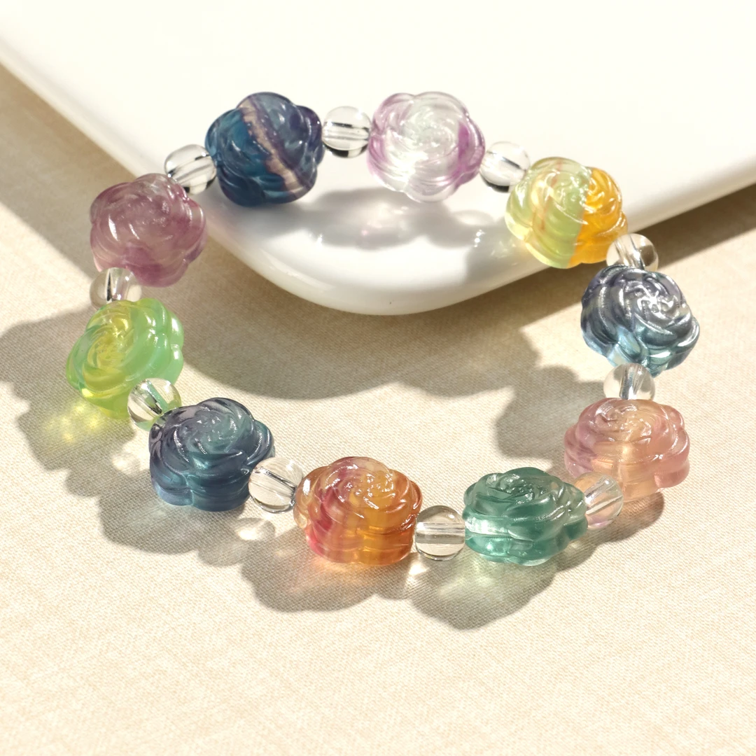 DL1401彩萤石花朵手链（多样性发货）